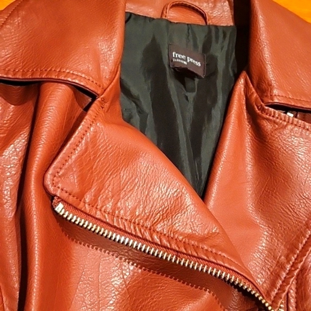 FREE PRESS Motorcycle Jacket Vegan Leather Notch Collar sz small - Picture 3 of 12